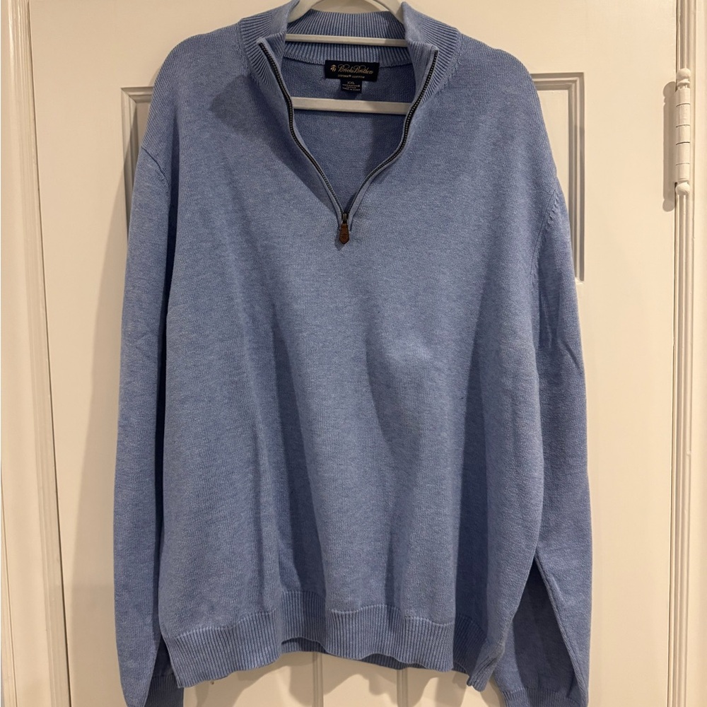 Brooks Brothers Light Blue Zip-Up Sweater